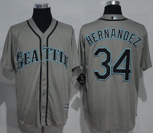Mariners #34 Felix Hernandez Grey New Cool Base Stitched MLB Jersey - Click Image to Close